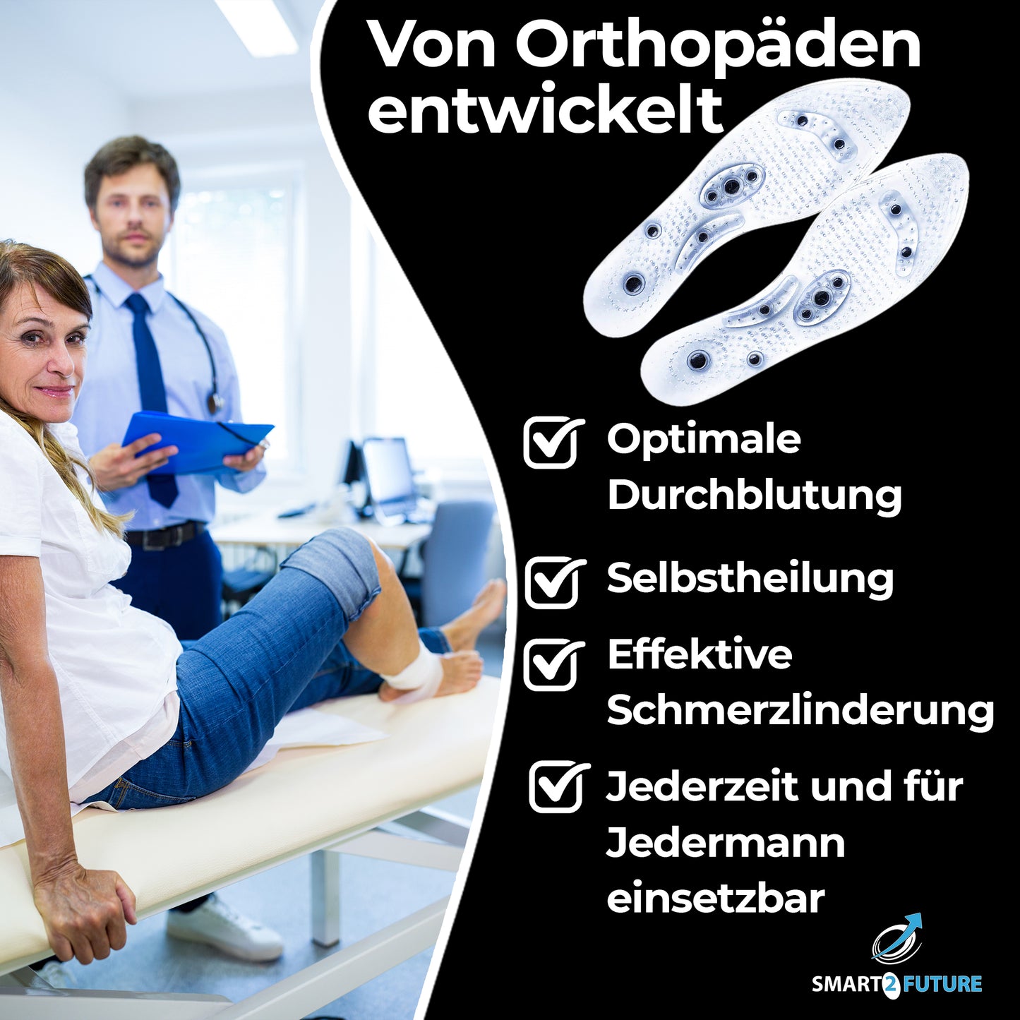 Smart2Walk Einlegesohlen mit Magnetischer Akupunktur